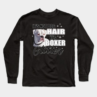 White Boxer Dog Glitter Long Sleeve T-Shirt